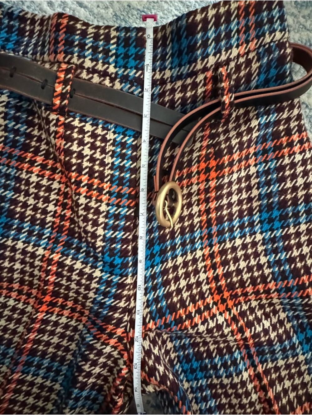 Dorothee Schumacher High-Waisted Plaid Wide-Leg Trousers w/ Belt - Picture 9 of 13